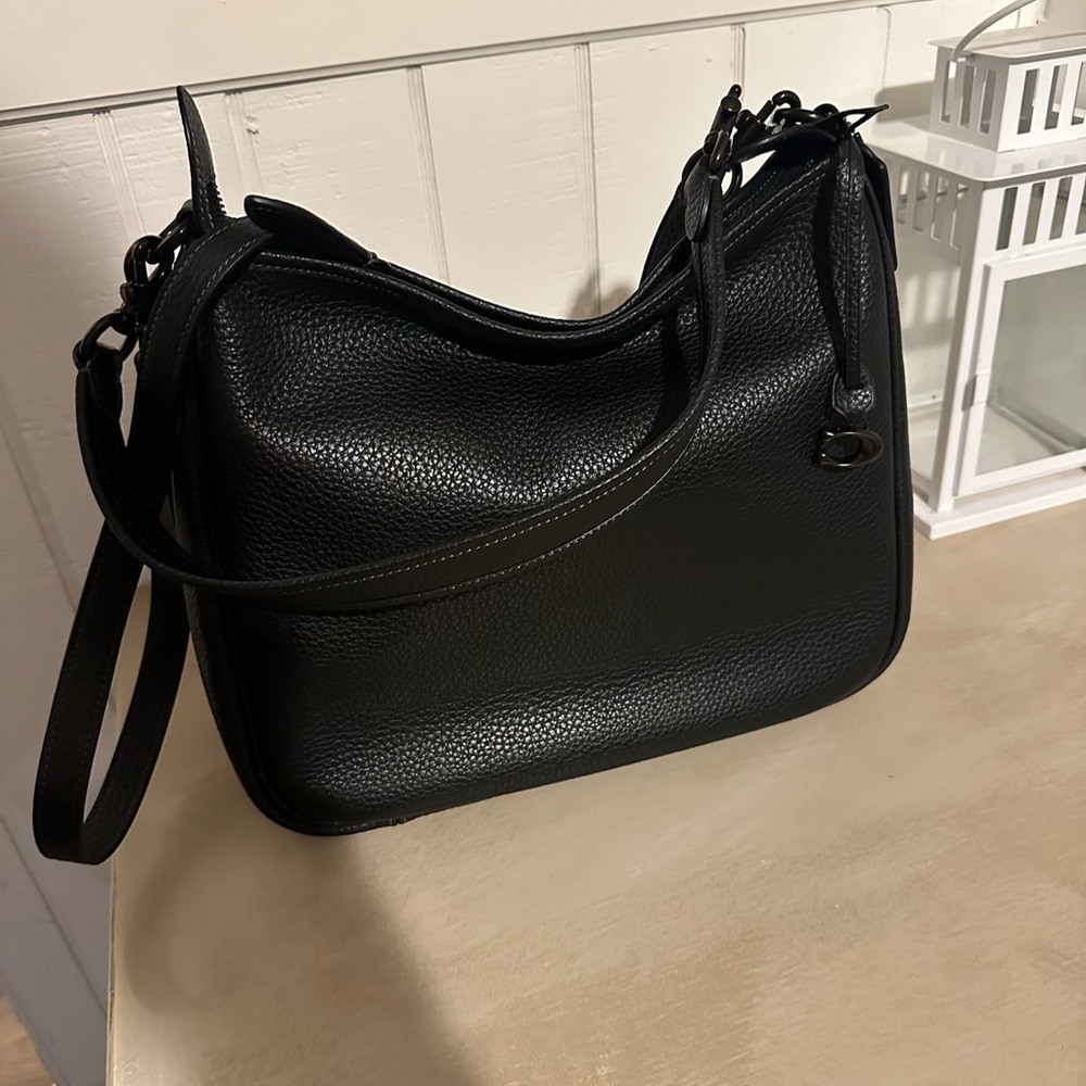 Coach Black Pebbled Leather Shoulder Bag